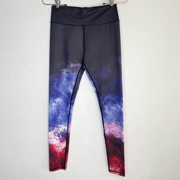 Vie Active Rockell Ocean Galaxy Ombre Mid Rise Full Length Leggings Tights Small - Picture 13 of 14